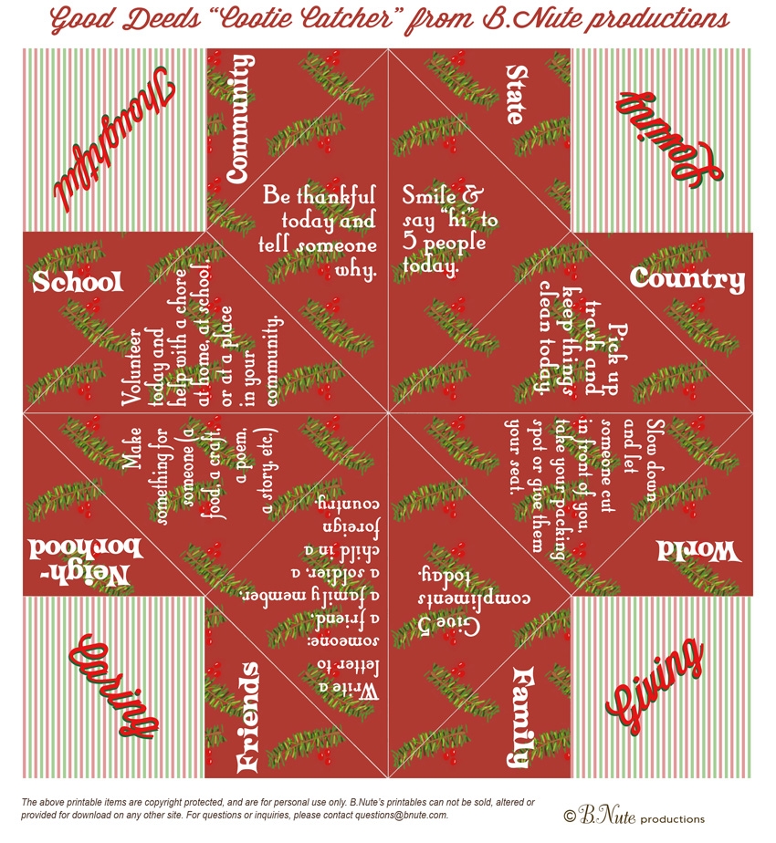 Christmas Cootie Catcher Free Printable
