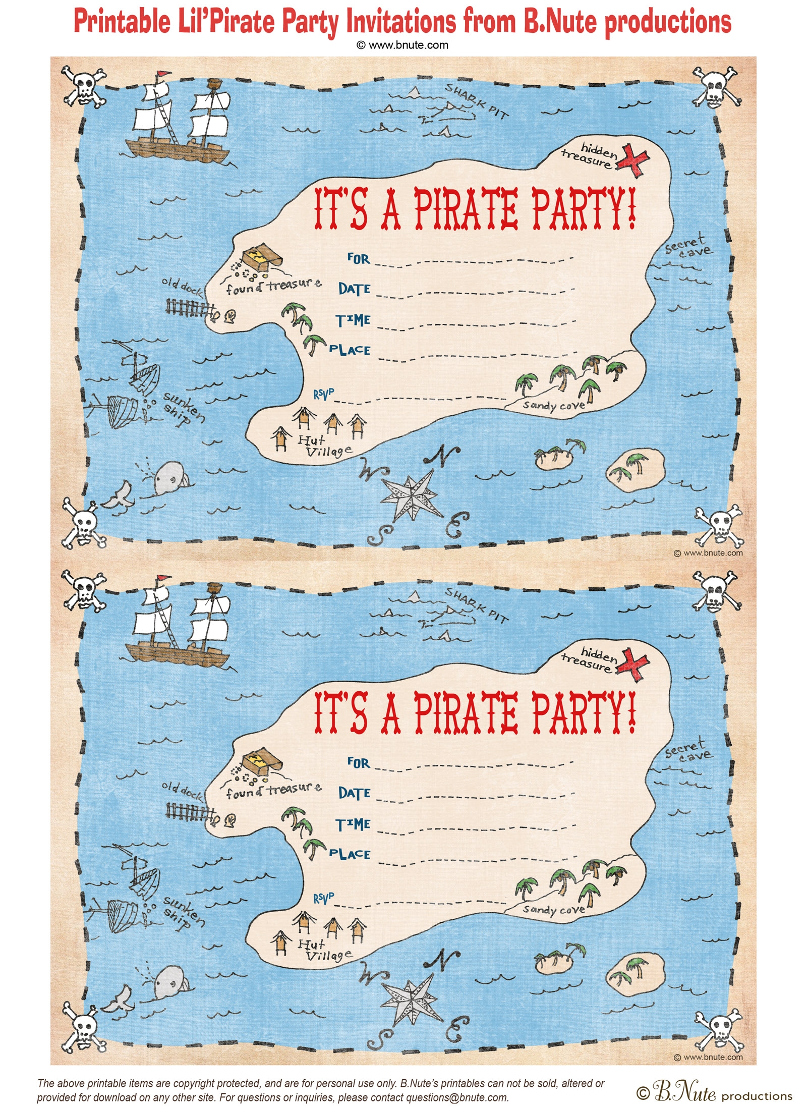 Pirate Party Invitations Free Printable