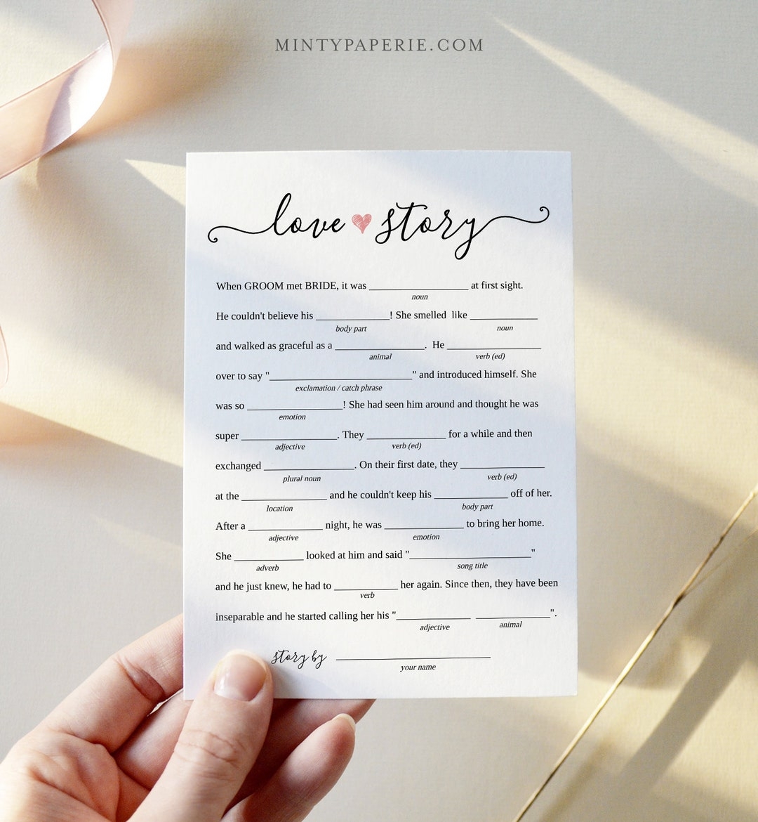 Bridal Shower Mad Libs Printable Funny Bridal Shower Game DIY Wedding Shower Wed Libs Editable Template Instant Download 030 104BG Etsy