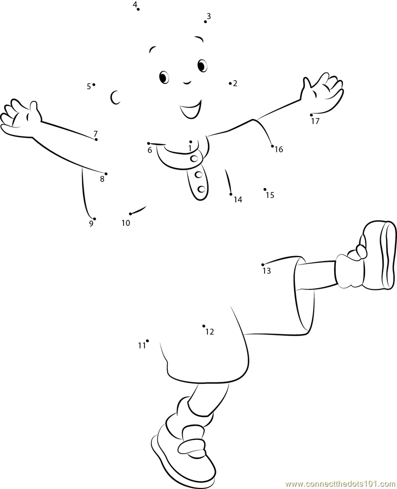 Caillou Having Fun Dot To Dot Printable Worksheet Connect The Dots