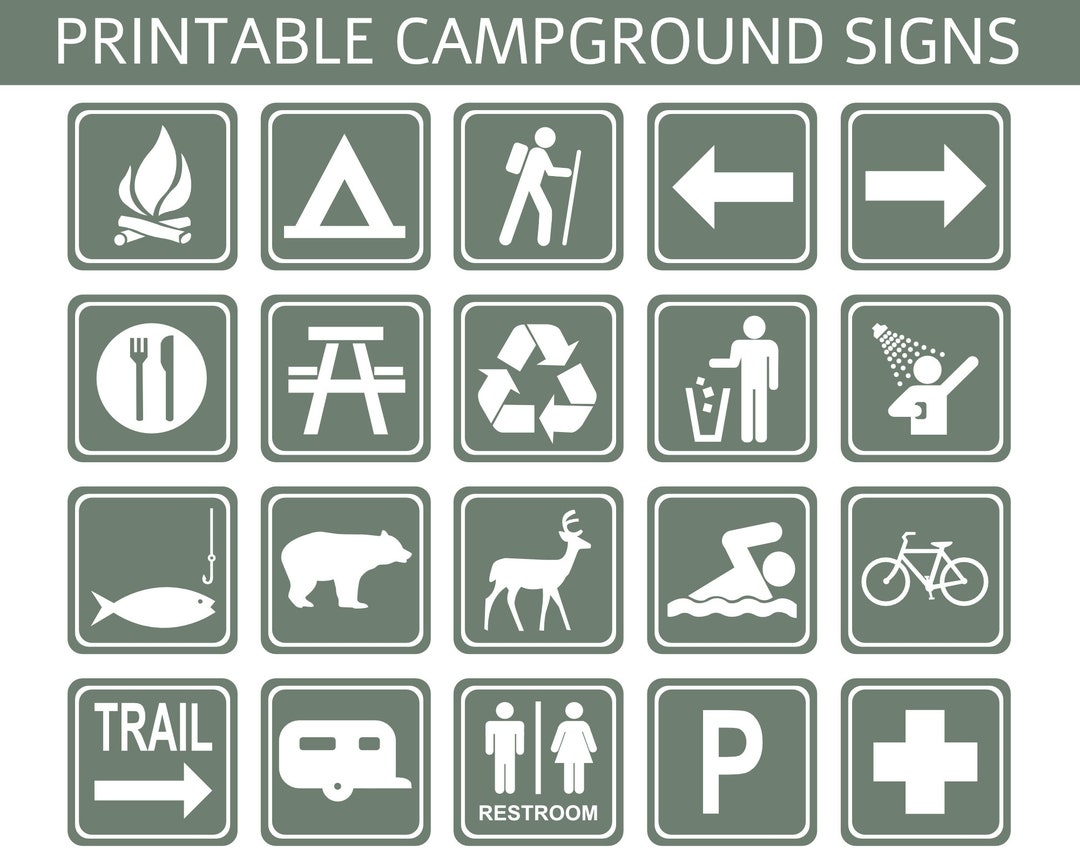 Campground Recreation Signs Sage 8 Squares 20 Images Digital Files Only Instant PDF Download A4 8 5 X 11 Page Sizes Etsy