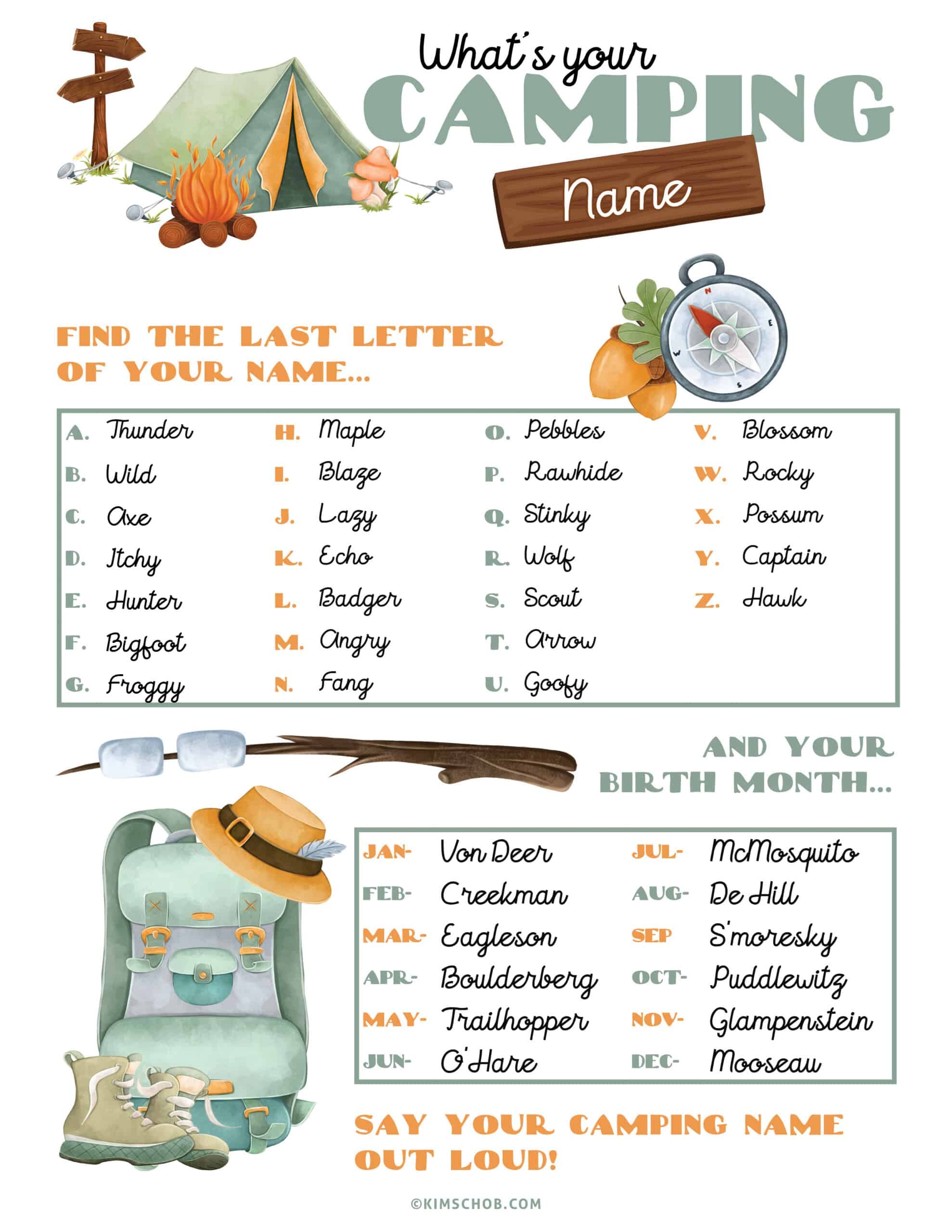 Camping Printable Game Set Kim Schob