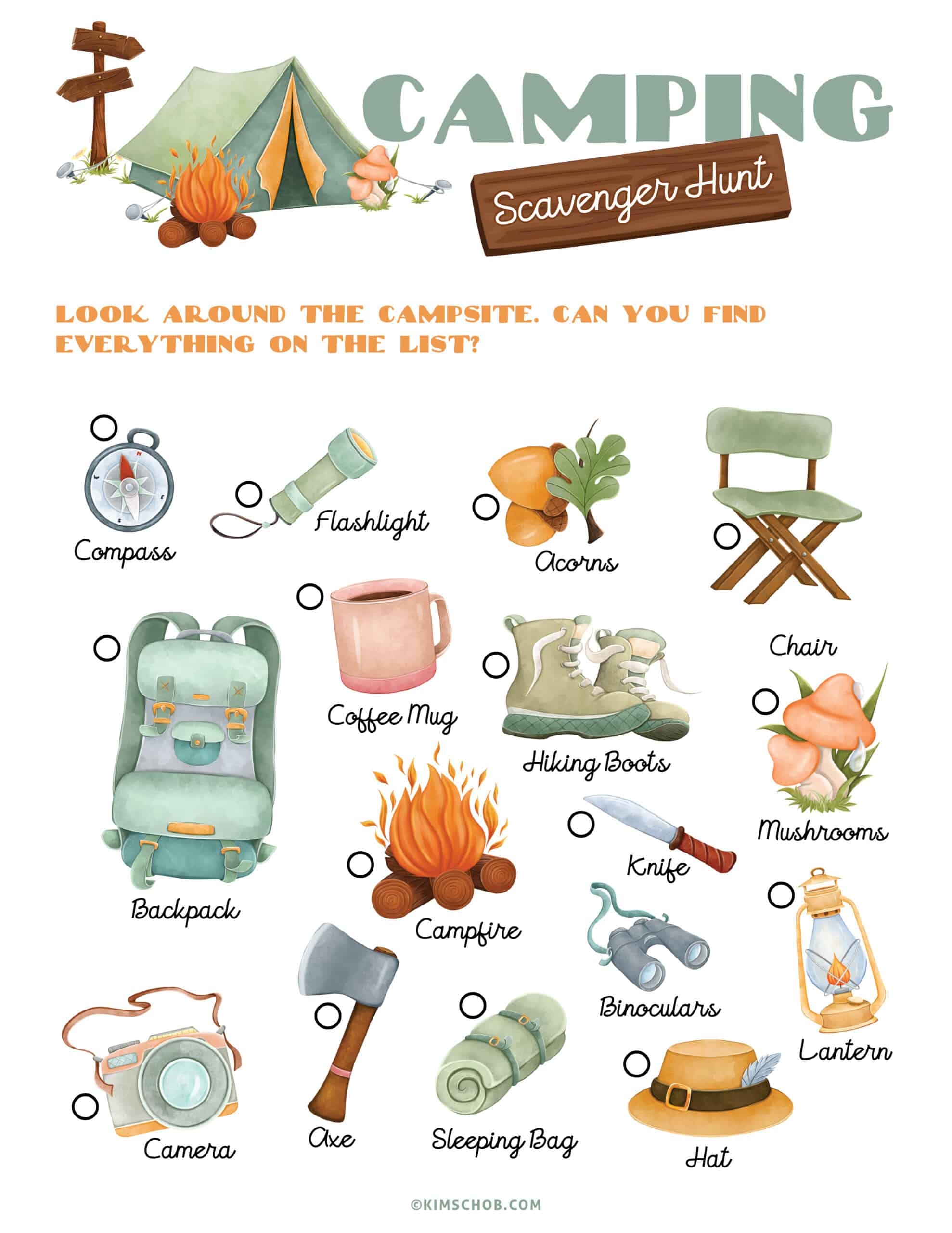 Camping Printable Game Set Kim Schob