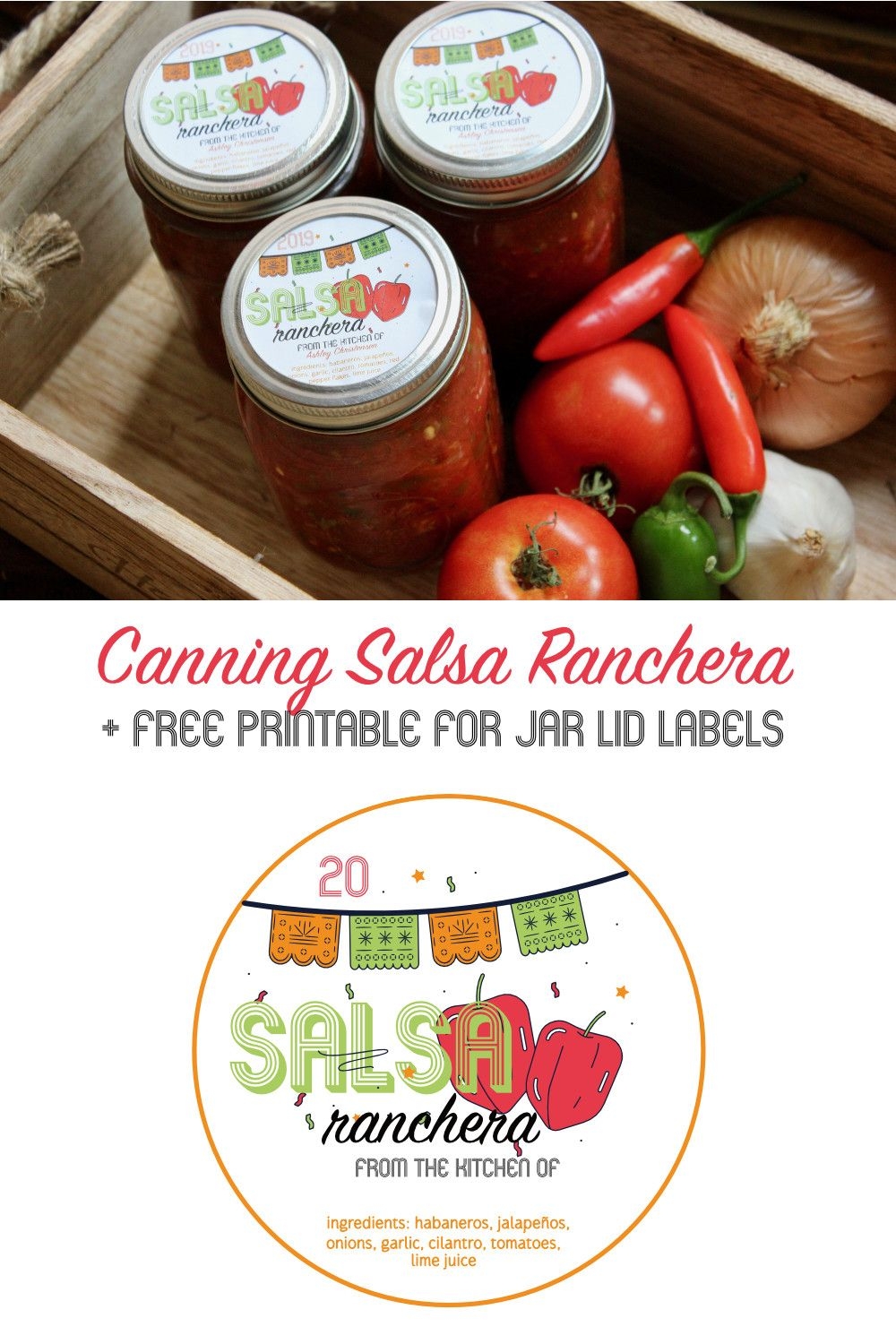 Canning Salsa Ranchera Free Printable For Jar Lid Labels