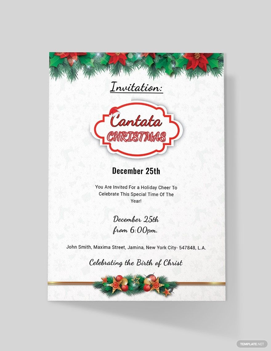 Cantata Christmas Invitation Template In Pages Word Publisher PSD Outlook Download Template