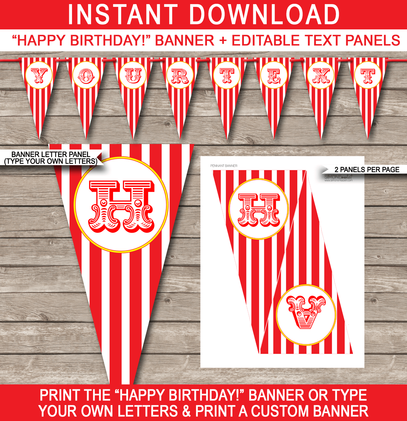 Carnival Party Printables Invitations Decorations Template Bundle Circus