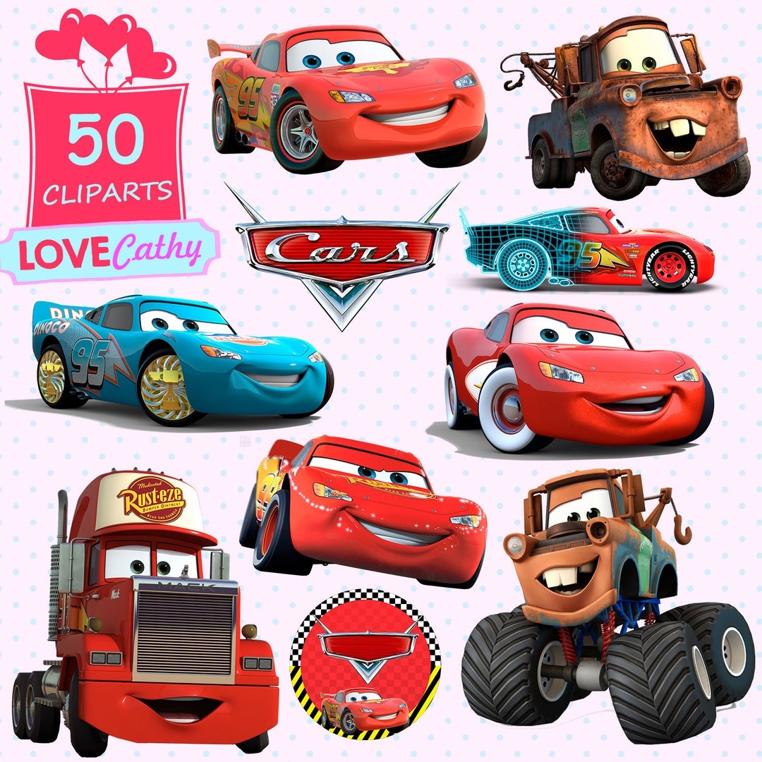 Cars Lightning Mcqueen Clipart Digital PNG Printable Party Decoration Instant Download Etsy