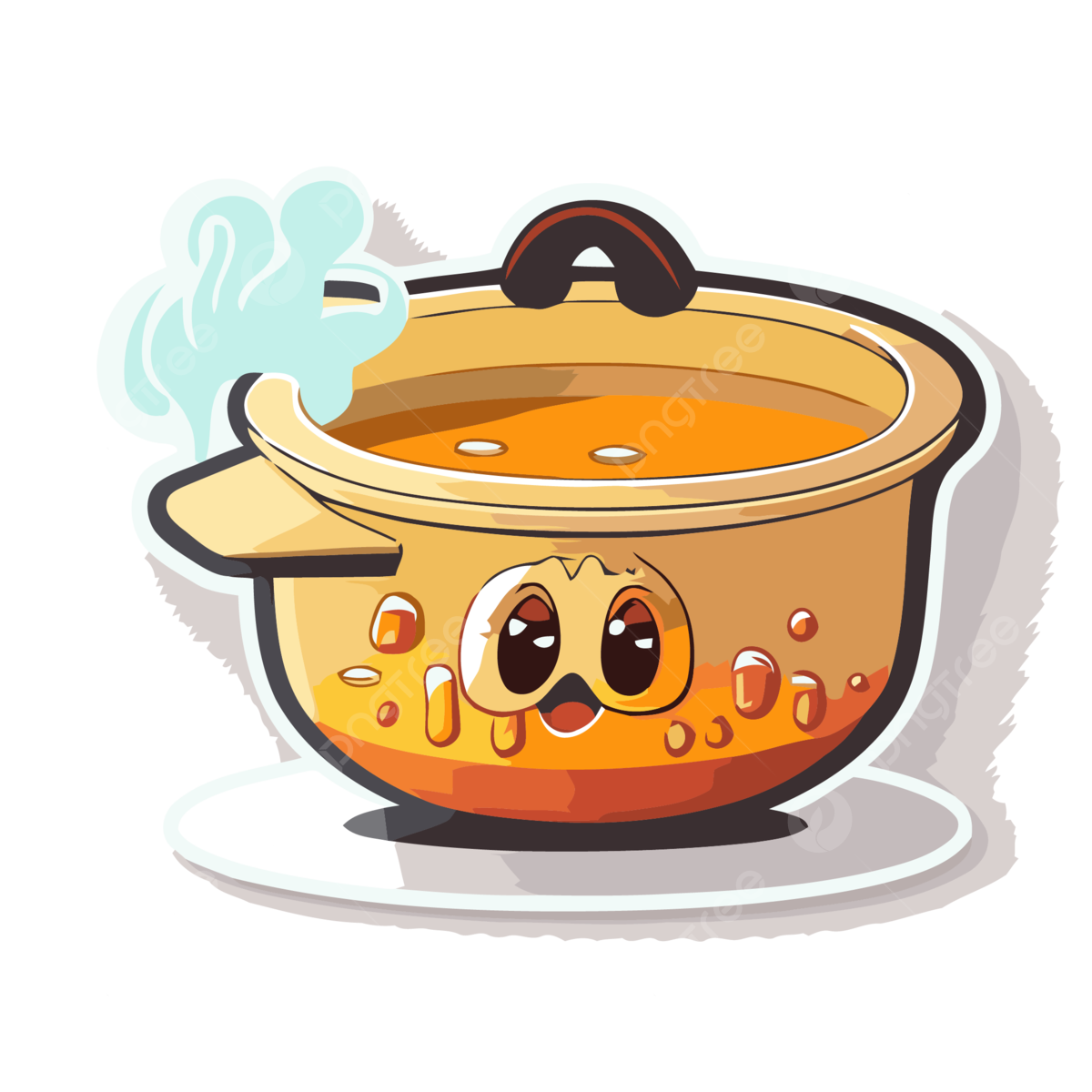 Cartoon Sticker Of A Pot Full Of Soup Vector Clipart Cartoon Clipart Pot Clipart Soup Clipart PNG And Vector With Transparent Background For Free Download