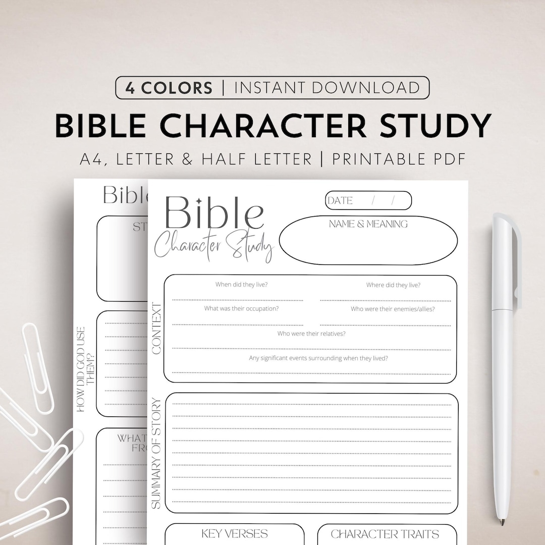 Character Bible Study Template Printable Bible Study Notes Character Study Bible Group Worksheet Bible Digital Study Printable PDF Bible Etsy