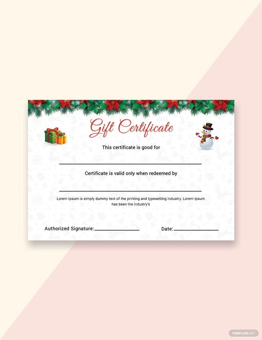 Christmas Cantata Gift Certificate Template In PSD Publisher Word Pages Google Docs Download Template