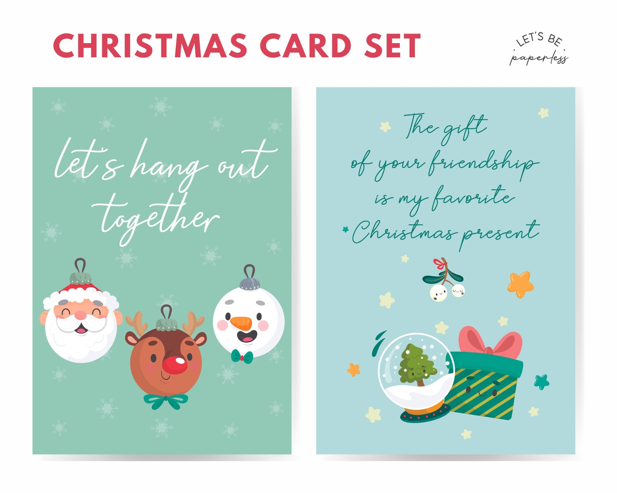 Christmas Card Set Of 2 Funny Holiday Cards Instant Download Xmas Cards Christmas Printables Etsy