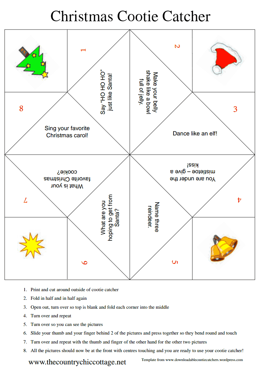 Christmas Cootie Catcher Free Printable For You 