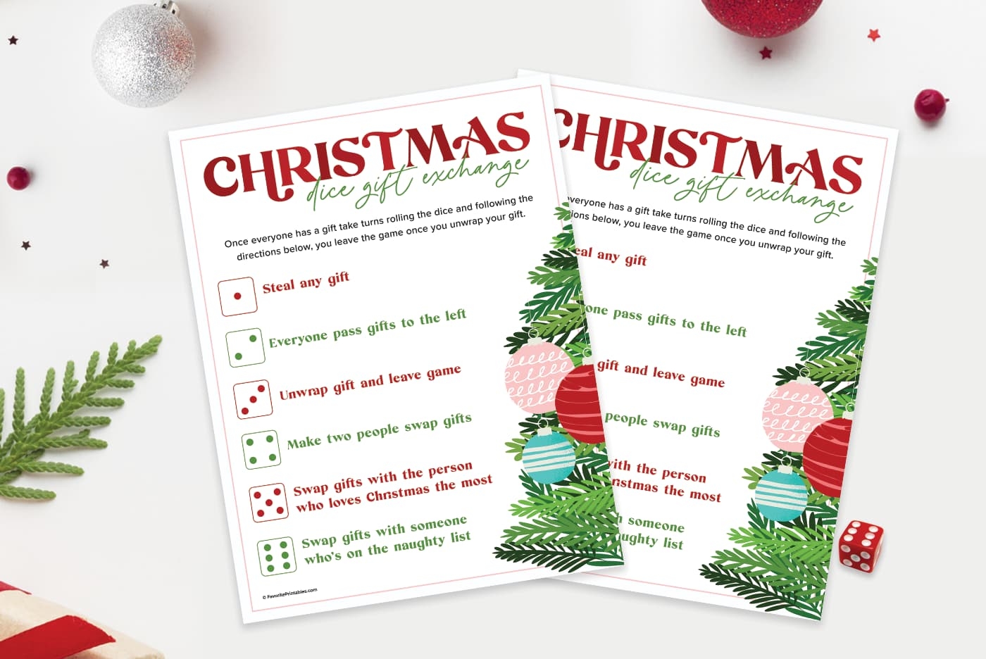 Christmas Dice Game Free Printable