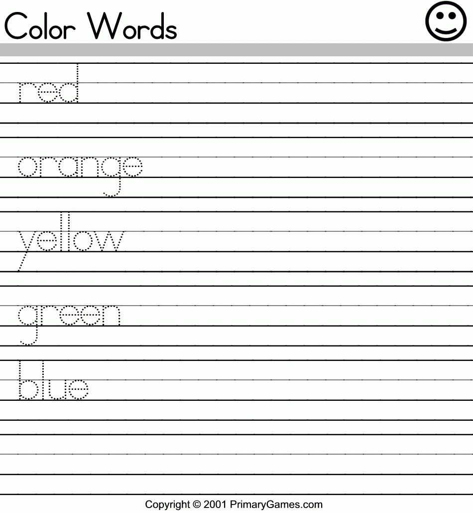 Color Words Activity Pages PrimaryGames Free Printable Worksheets