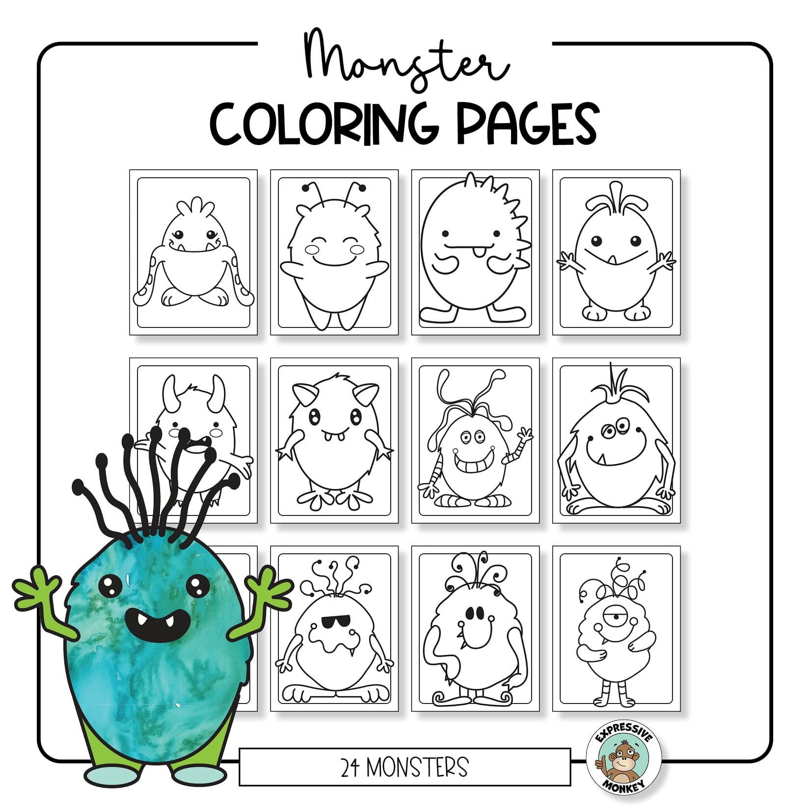 Coloring Pages And How To Draw Cute Monsters Expressive Monkey