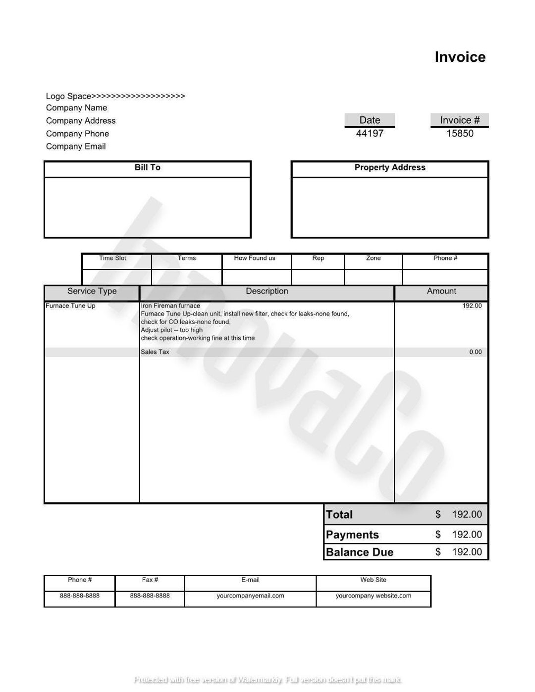 Free Printable Handyman Invoice Templates