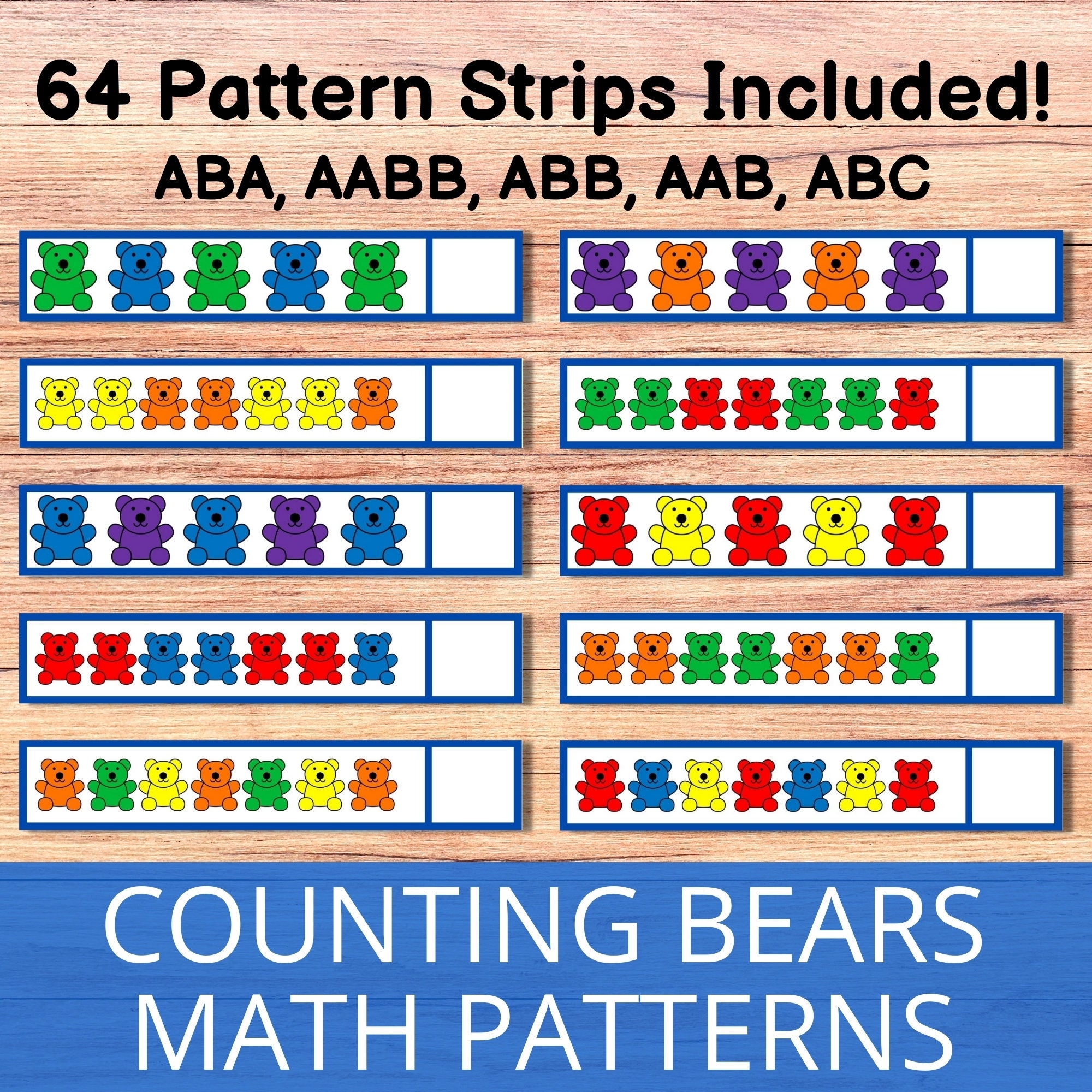 Counting Bears Patterns Preschool Math Activities Teddy Bear Counters Homeschool Math Printables Montessori Math Learning Patterns Etsy