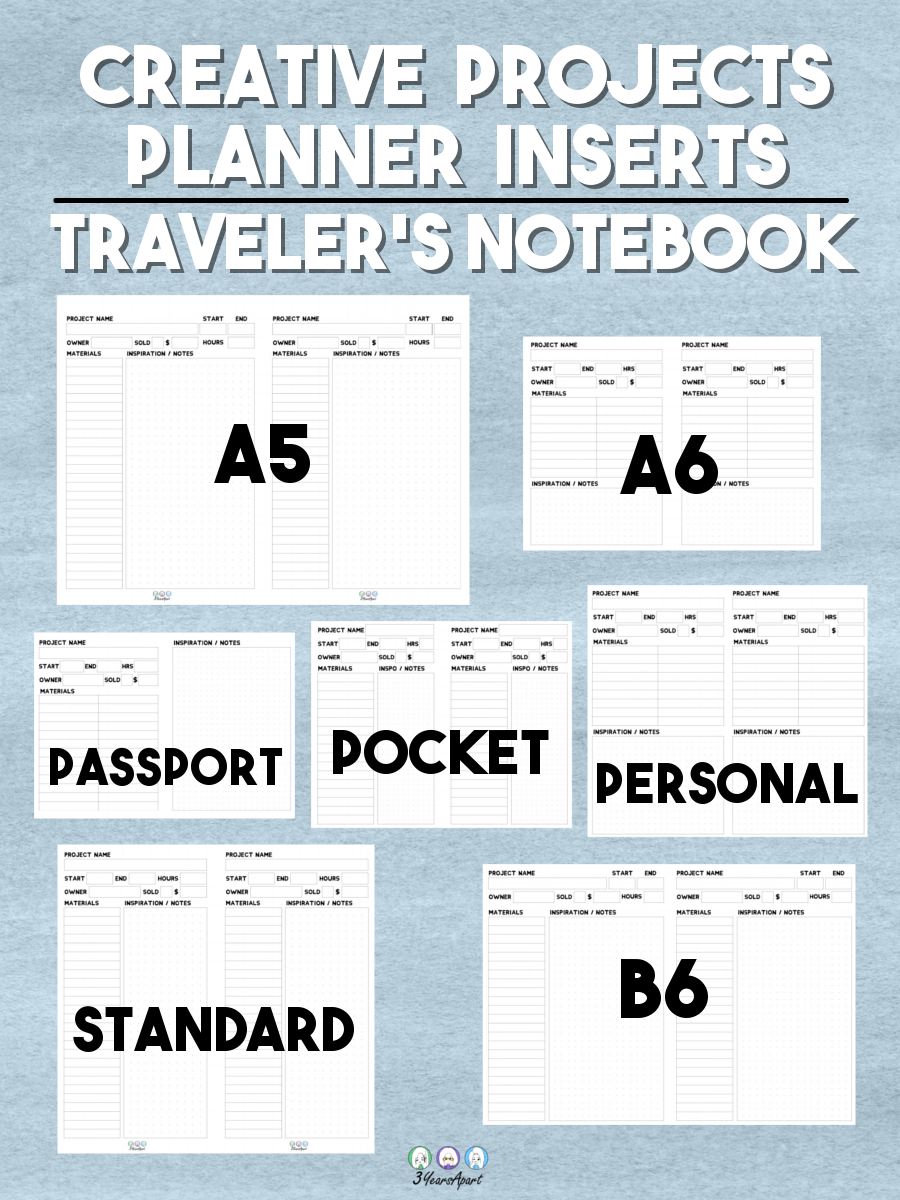 Creative Project Planner Inserts Free Printable For Traveler s Notebooks And Planners 3 Years Apart