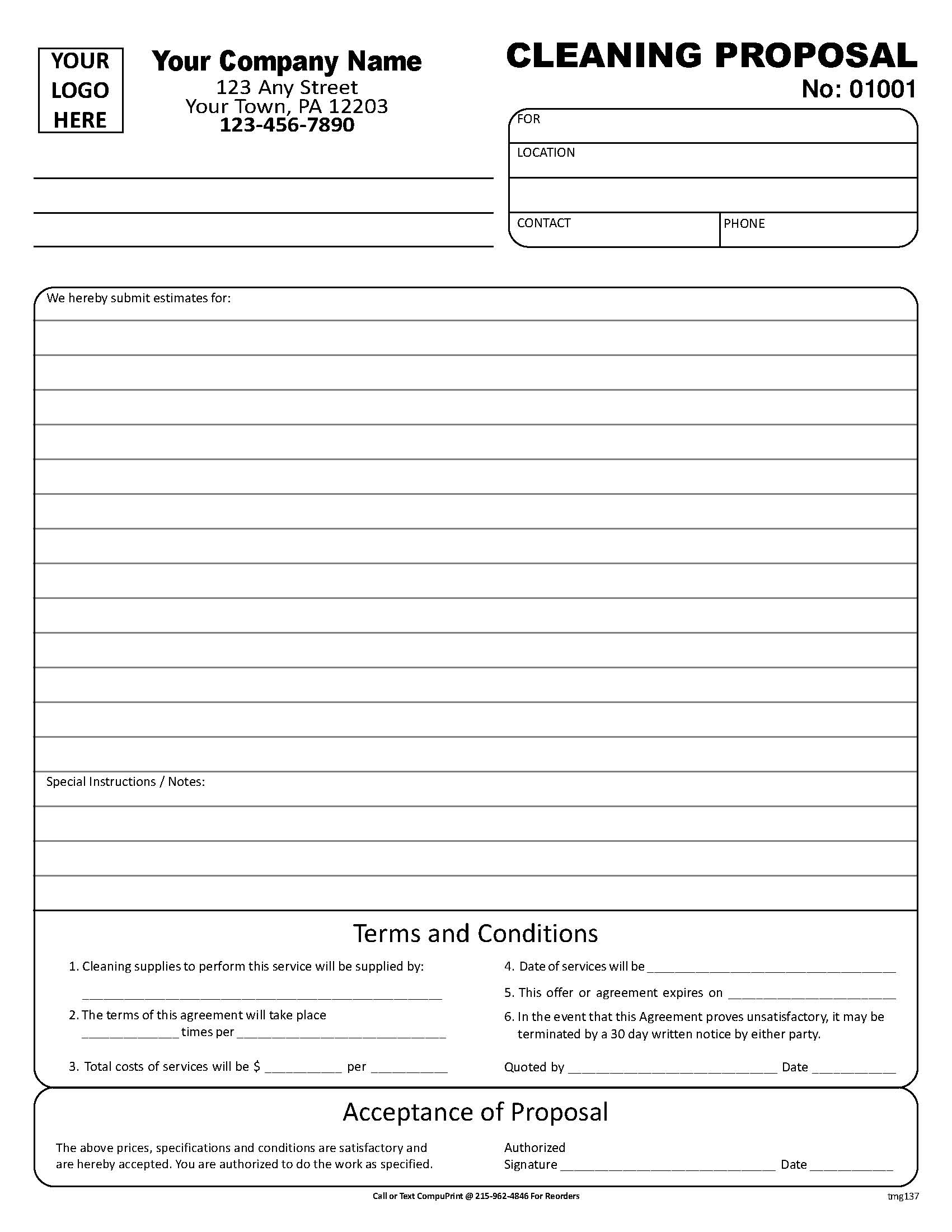 Custom Cleaning Proposal TMG137 CompuPrint USA