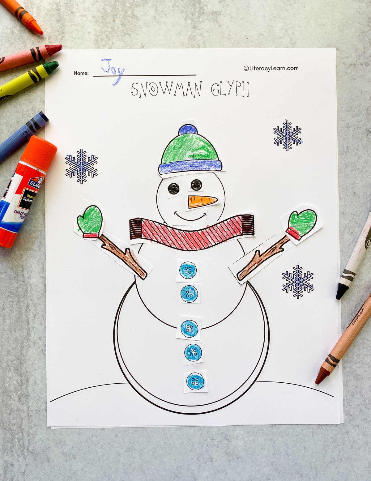 Cut Paste Snowman Glyph Free Printable Literacy Learn