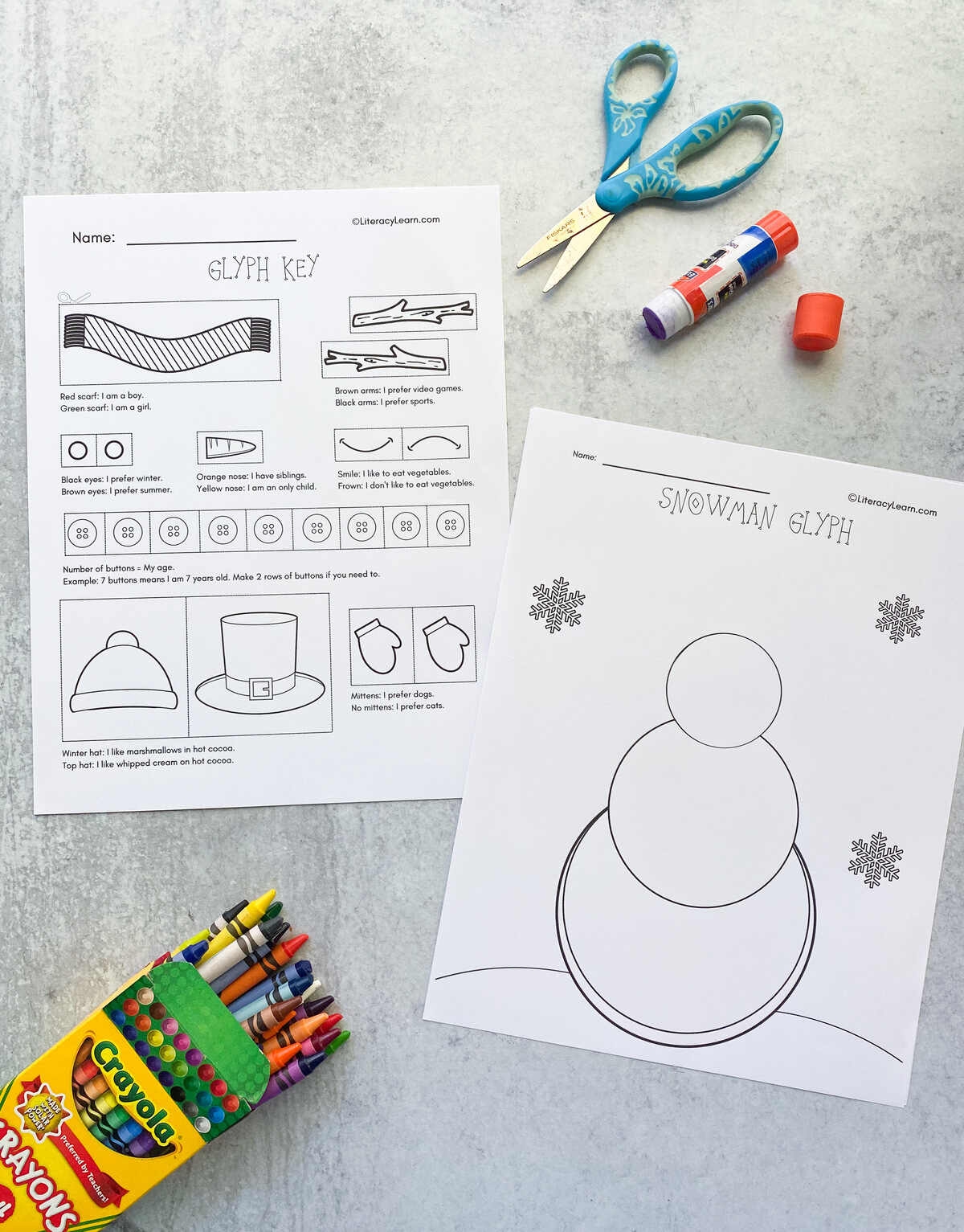 Cut Paste Snowman Glyph Free Printable Literacy Learn