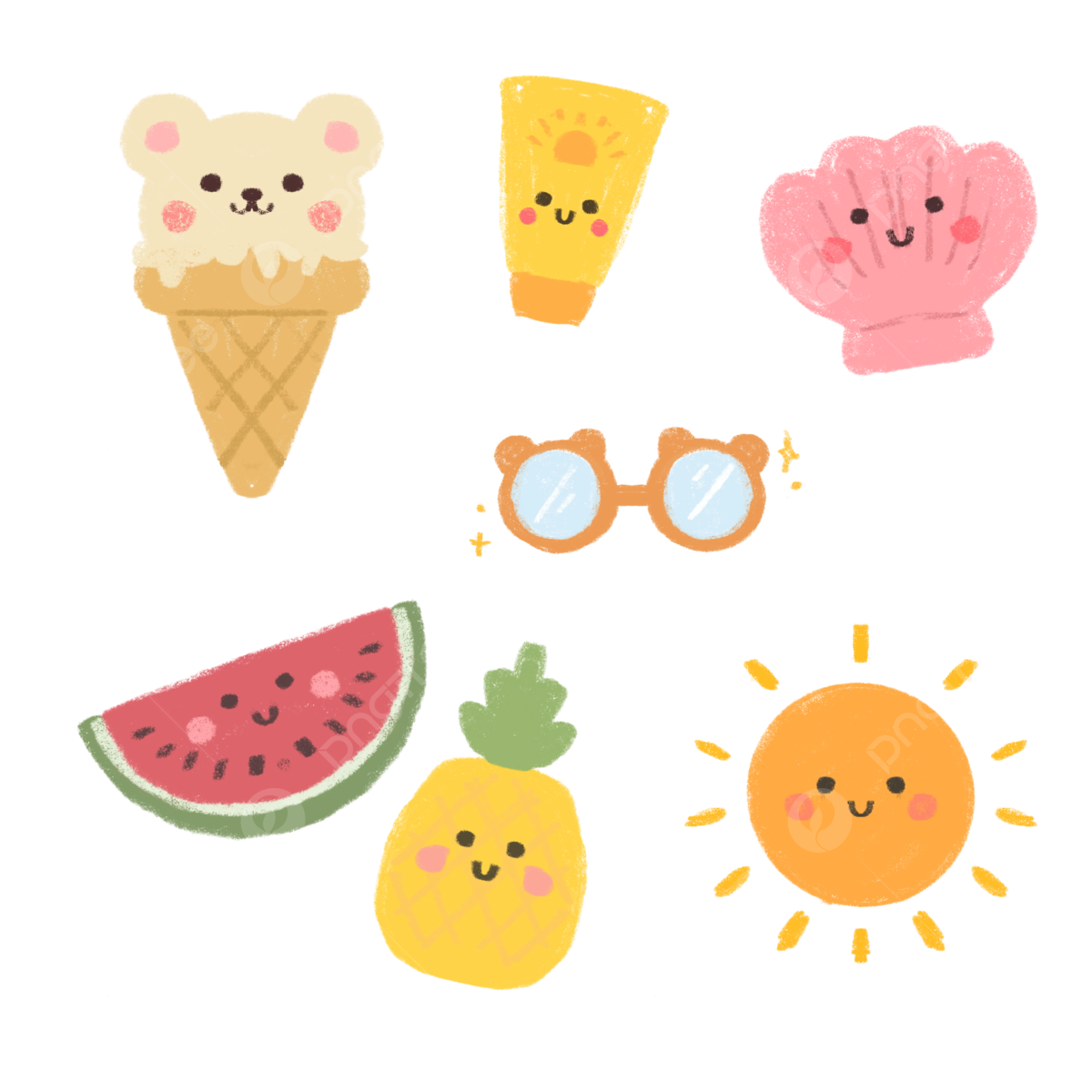 Cute Summer Kawaii Sticker Free Printable Summer Clipart Cute Clipart Sticker Clipart PNG Transparent Clipart Image And PSD File For Free Download