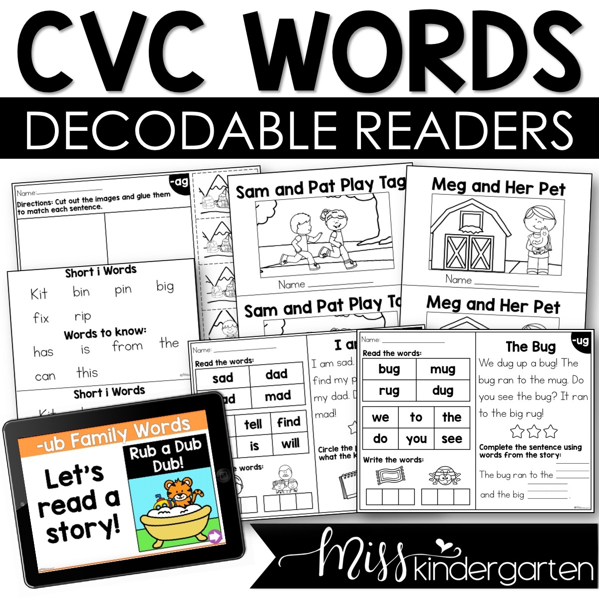 CVC Words Decodable Readers Kindergarten Small Group Reading Books Miss Kindergarten