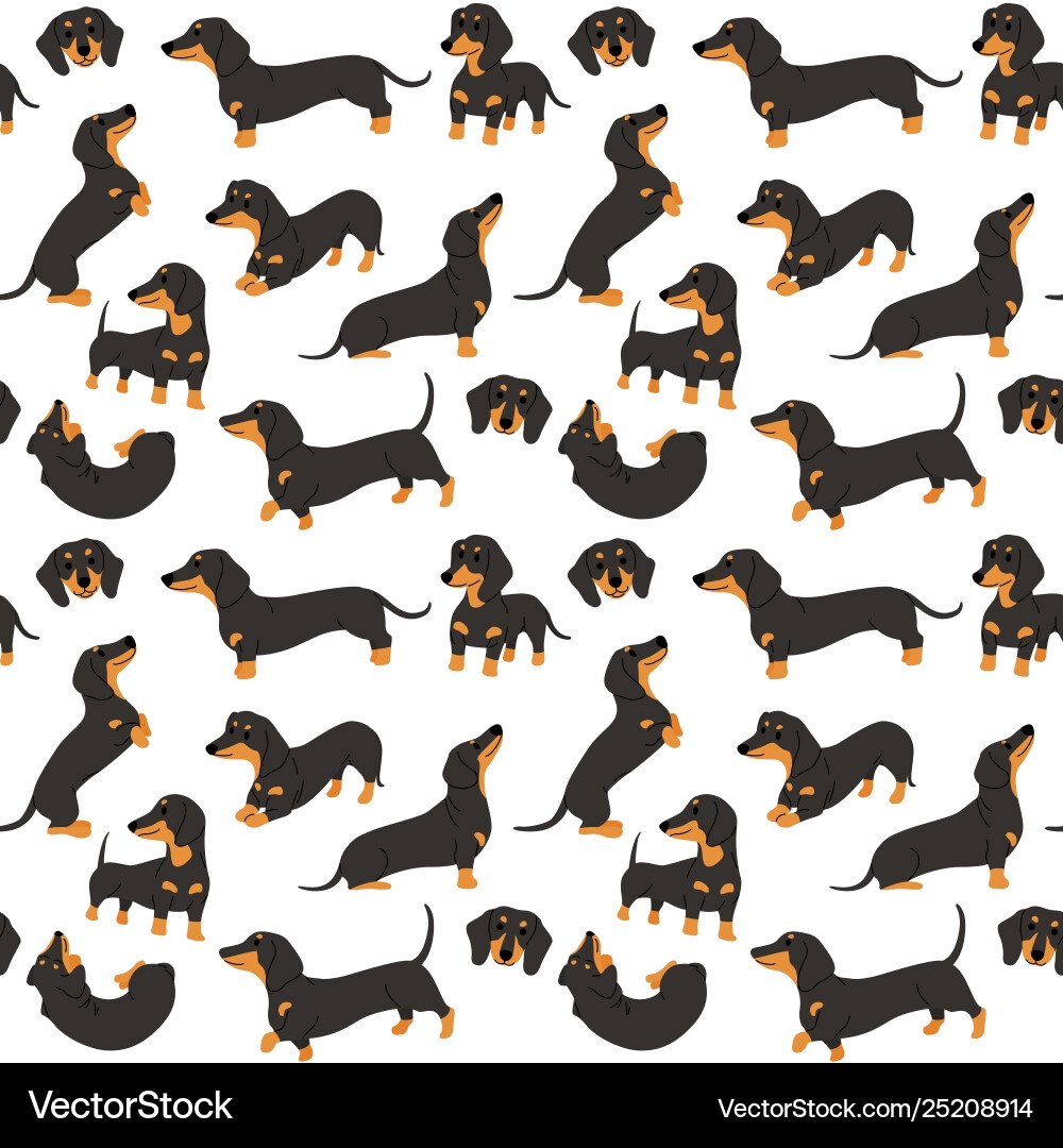 Dachshund In Action Seamless Pattern Royalty Free Vector