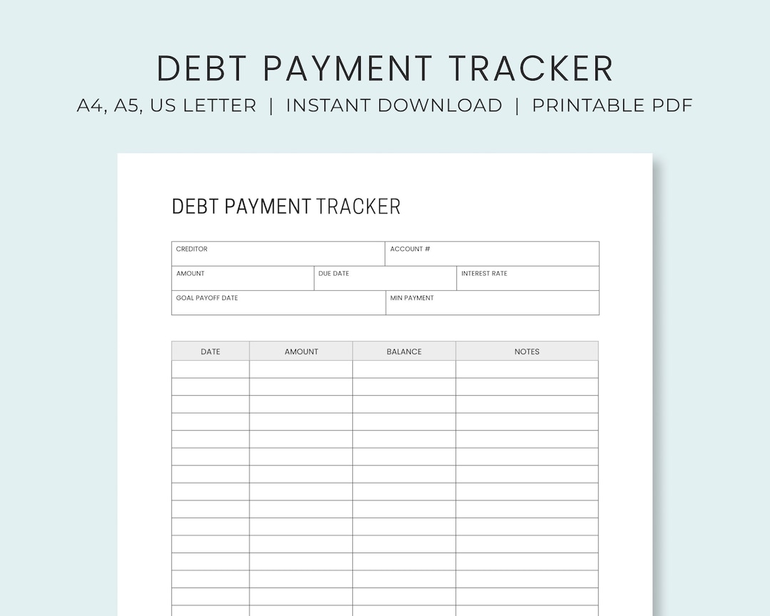 Free Printable Debt Tracker