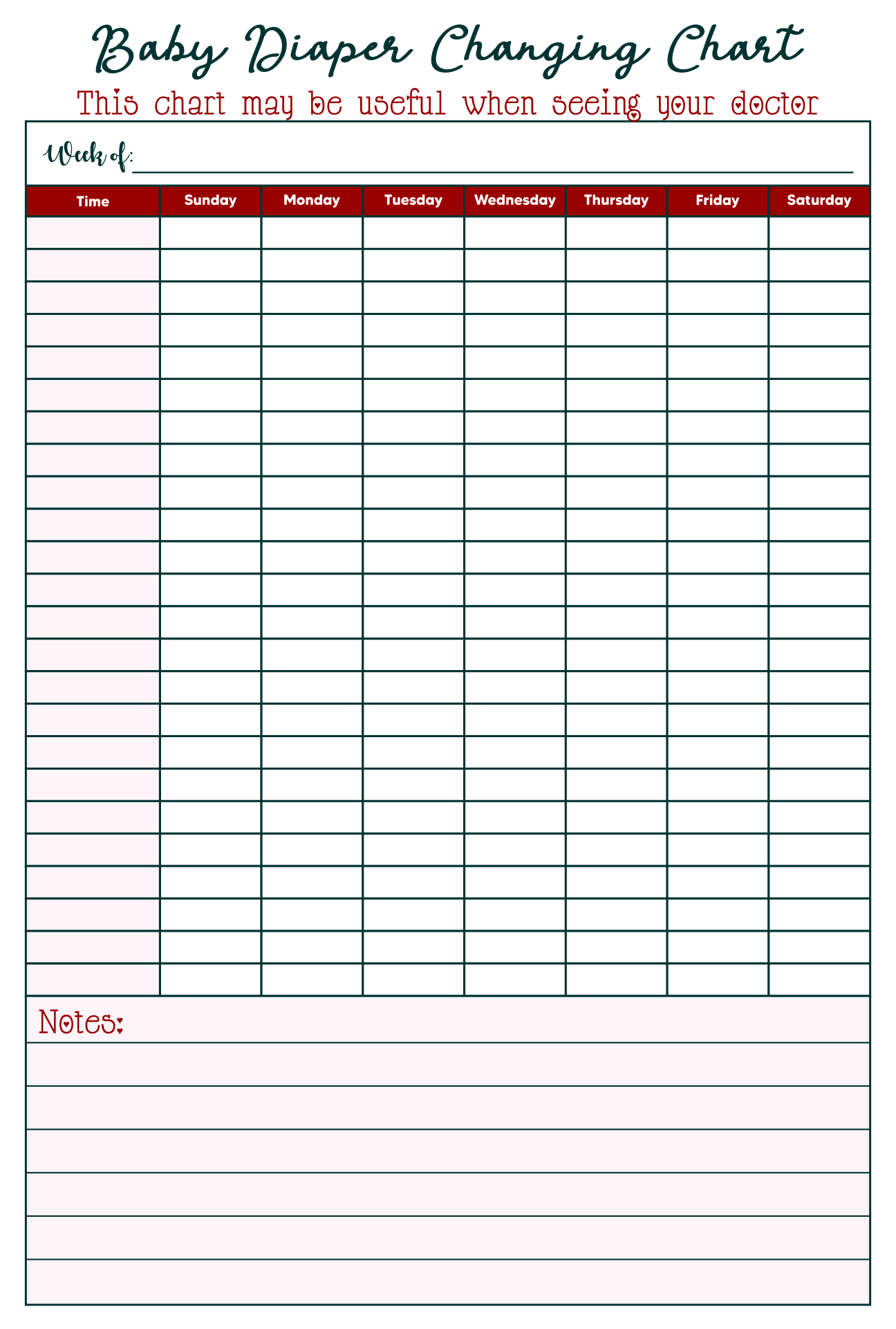 Diaper Changing Log 12 Free PDF Printables Printablee Diaper Change Chart Diaper Changing Diaper Chart