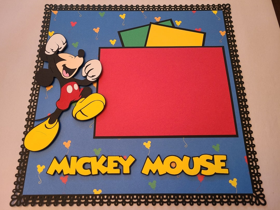 Disney Mickey Mouse Scrapbook Layout 1 Page 12x12 Premade Page Disneyland Autograph Book Or Gift Birthday Party Decoration Or Gift Etsy