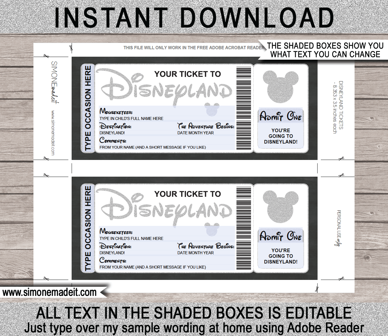 Free Printable Pretend Disney Tickets
