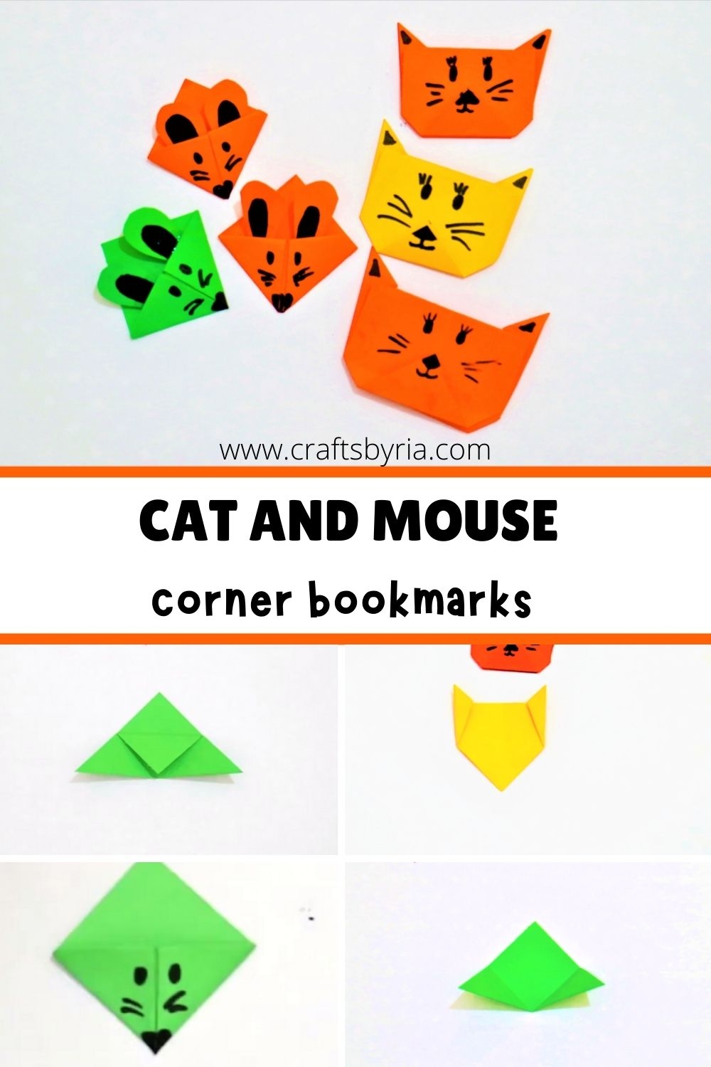 DIY Corner Bookmarks Cat And Mouse Crafts By Ria