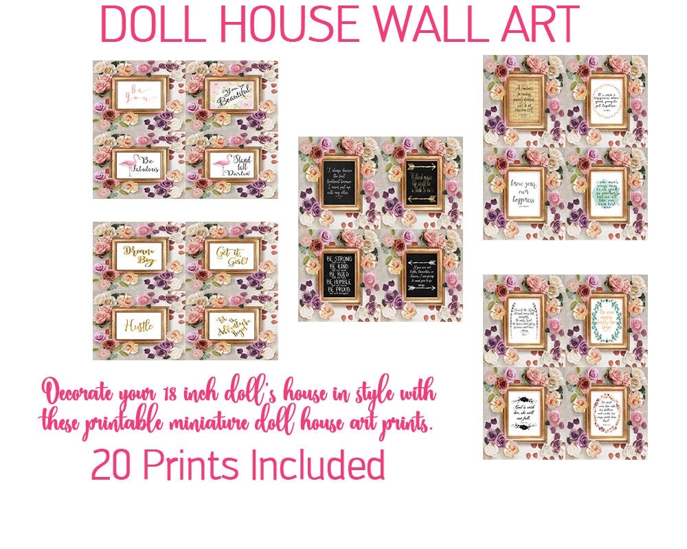 Dollhouse Printable Wall Art 18 Inch Doll Miniature Prints Dollhouse Miniatures Printables 18 Inch Dollhouse Accessories Dollhouse Decor Etsy
