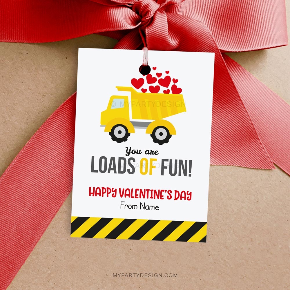Dump Truck Valentines Printable Tags Cards My Party Design