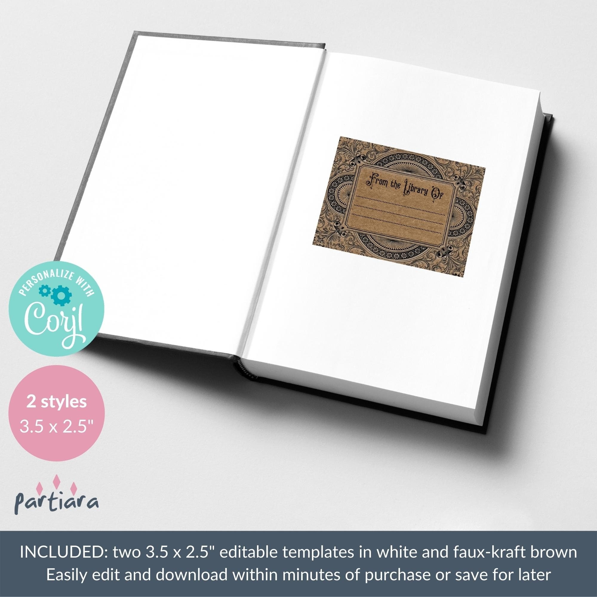 Editable Book Plate Label Template Printable Personal Library Name Labels Vintage Victorian Styled Bookplates Instant Download Cards Etsy