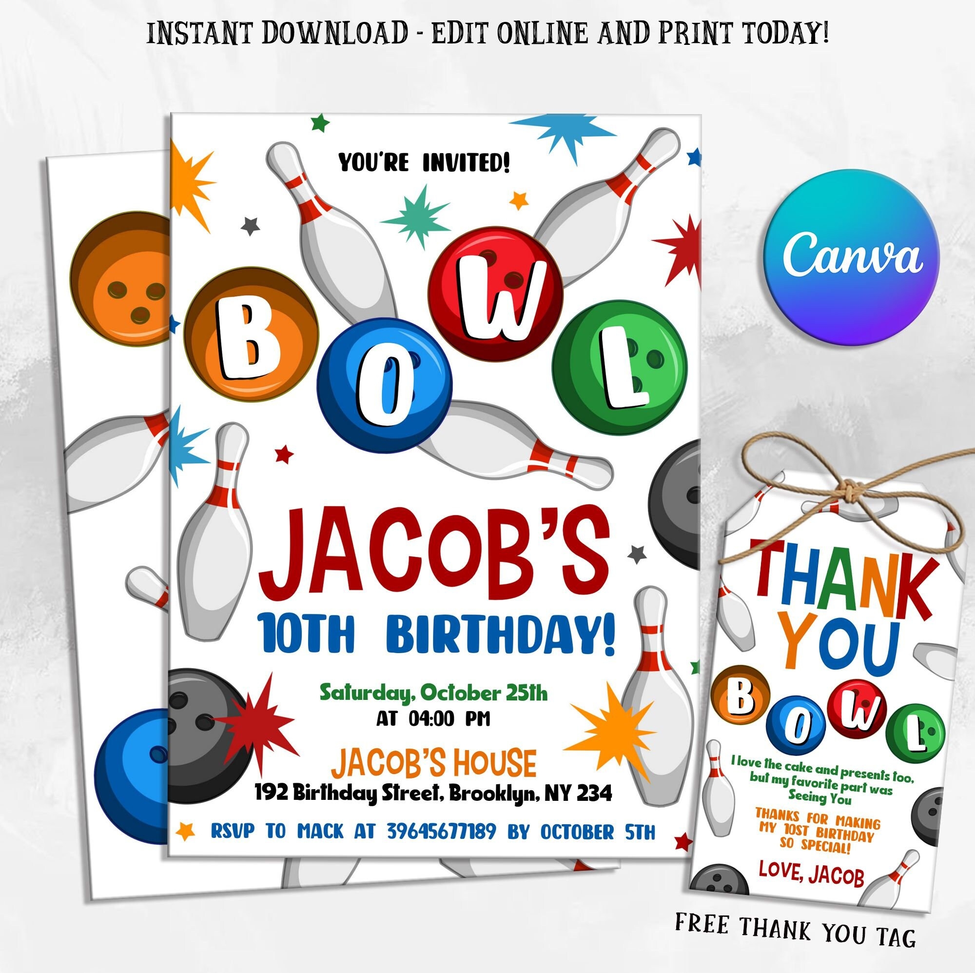 Free Printable Bowling Party Invitations