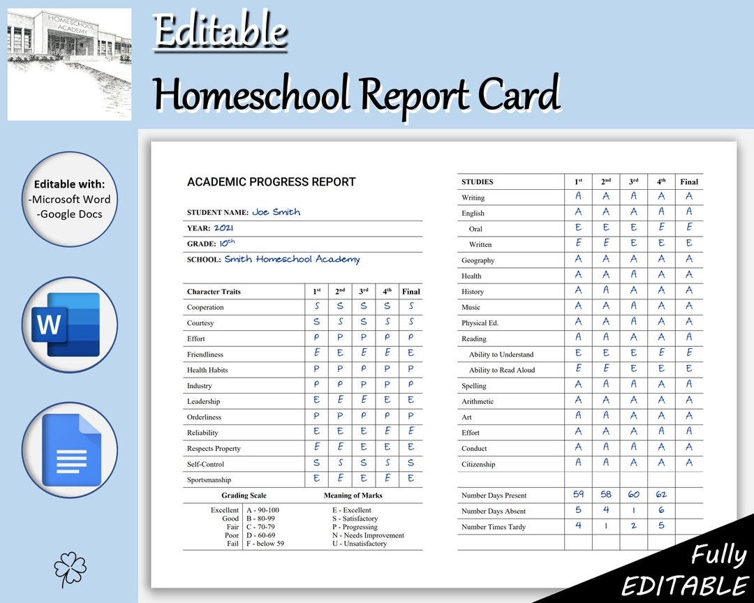 Free Printable Homeschool Progress Report