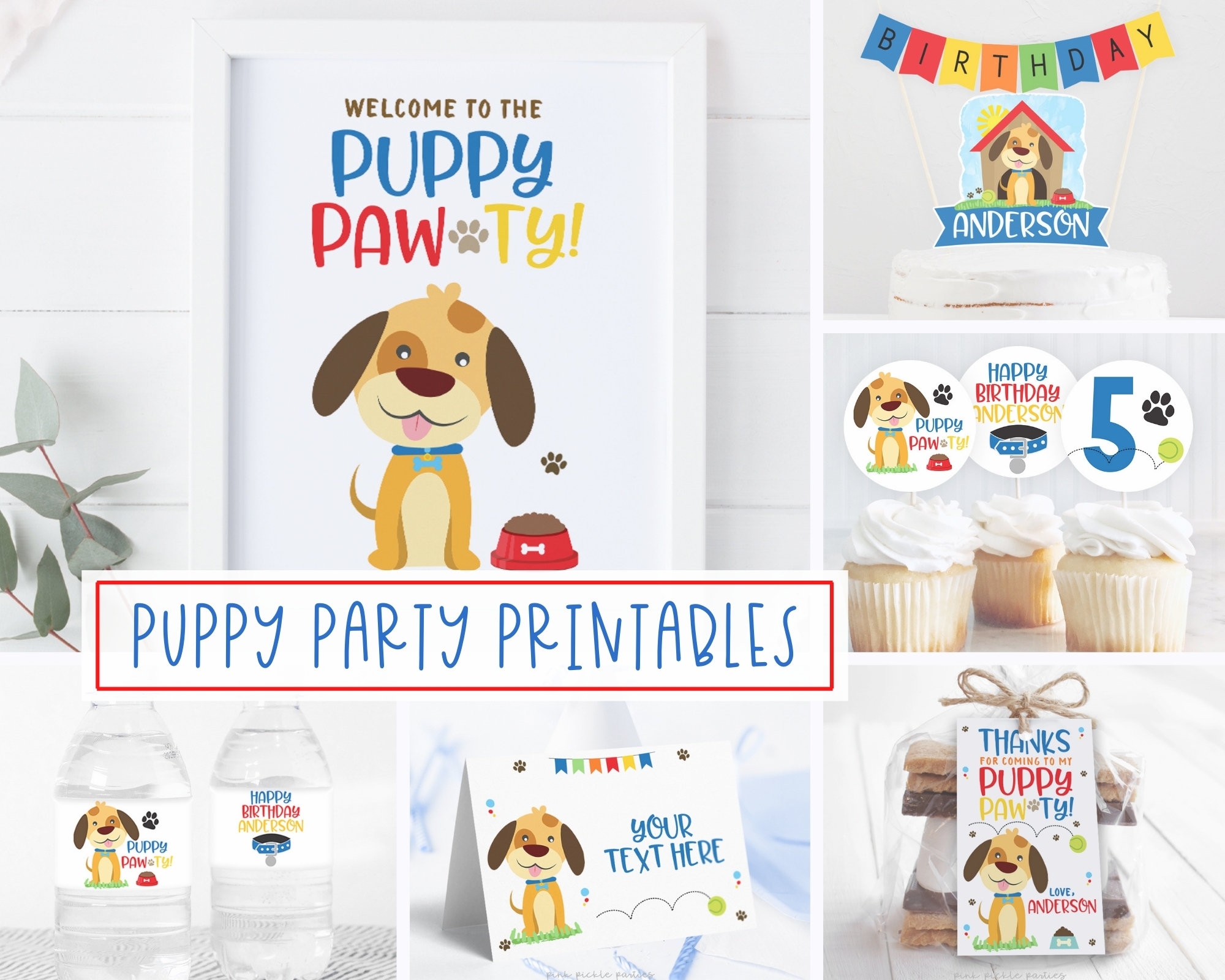Editable Puppy Birthday Party Printable Package Puppy Adoption Party Package Printable Set Dog Party Instant Download Editable Template 721 Etsy