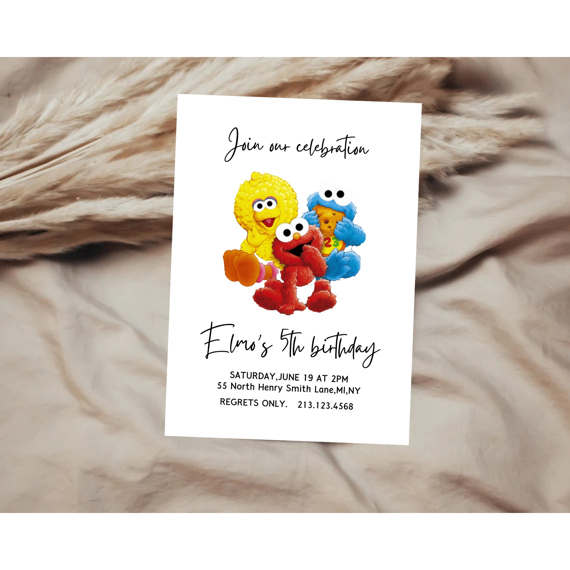 Elmo Birthday Invitation Template Baby Sesame Street Birthday Party Invitations Printable Digital Kids Party Invite Template Editable Etsy