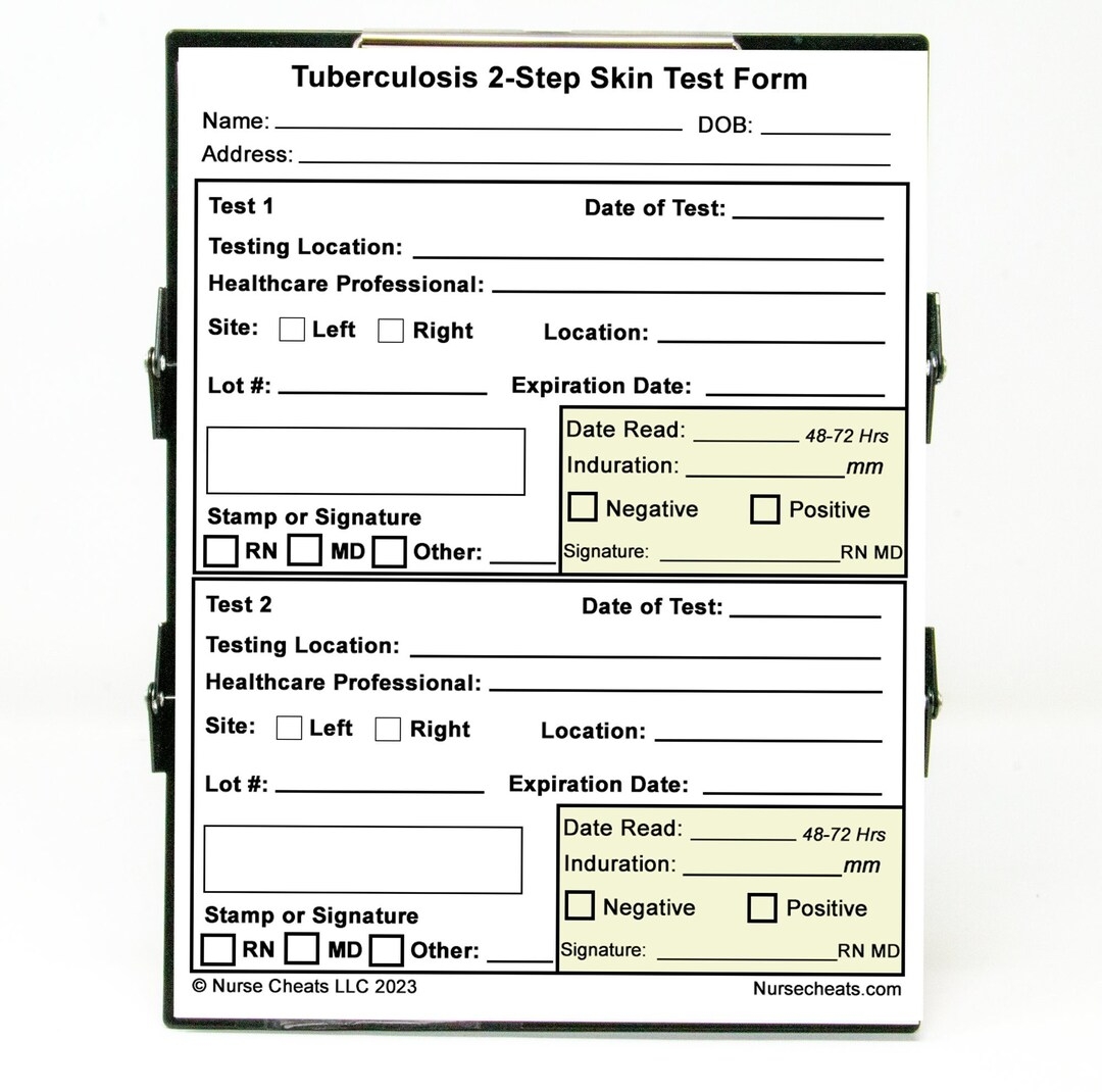 Employment Two 2 Step TB Tuberculosis Test Blank Printable Etsy Australia