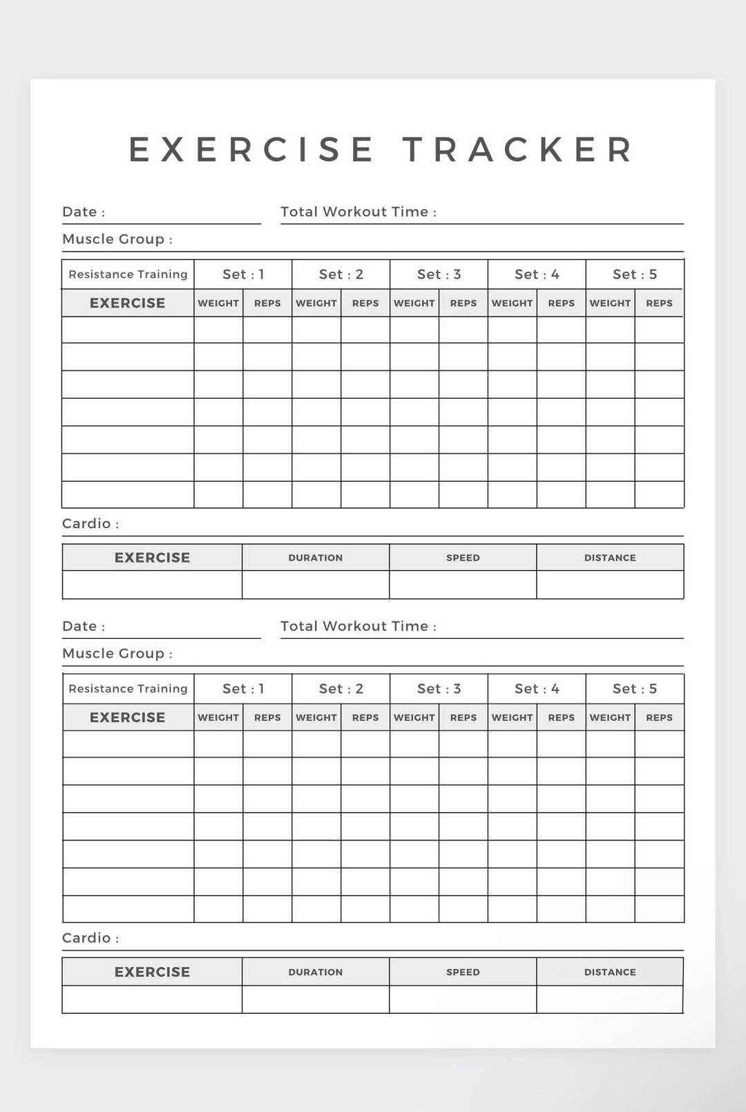 Fitness Tracker Printable Free