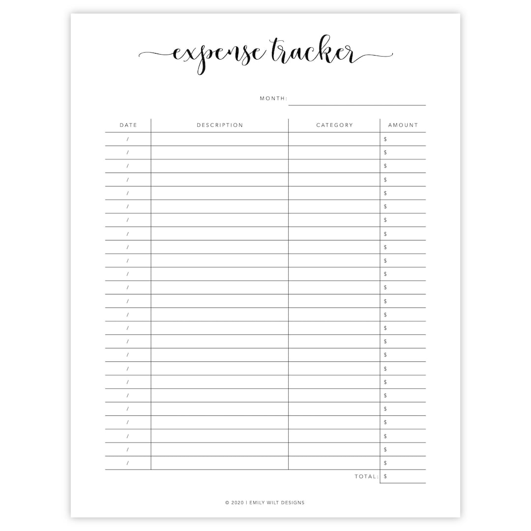 Expense Tracker Printable Expense Tracking Spending Log Spending Tracker Budget Printables Finance Binder Finance Printable Etsy