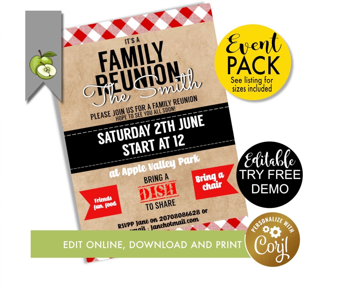 Family Reunion Invite Editable Printable Family Gathering Flyer Reunion Event Family Party Theme Family Theme Picni EDIT CORJL Etsy