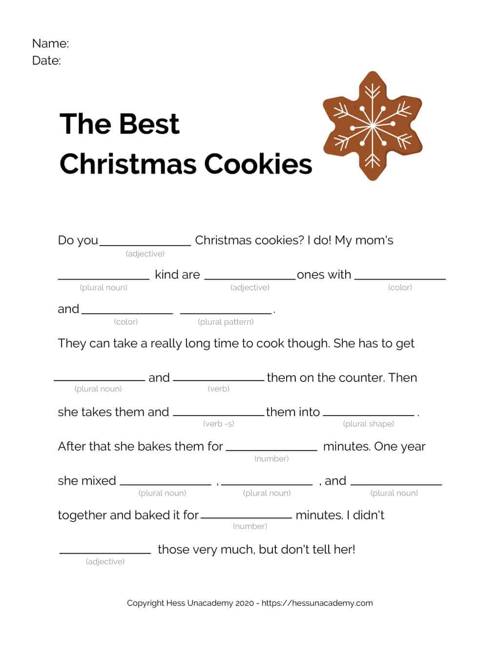 Free Printable Christmas Mad Libs