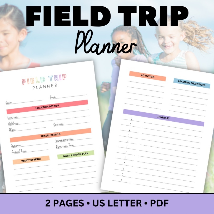 Field Trip Planner Printable PDF Plan For Field Trip Teacher Planner School Field Trip Log Homeschool Field Trip Classful