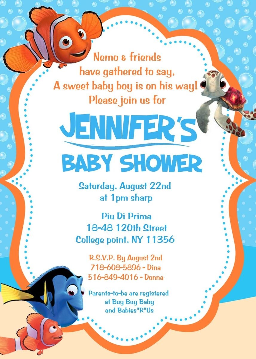 Finding Nemo Baby Shower Invitation Nemo Fish Boy Baby Boy Baby Party EBay