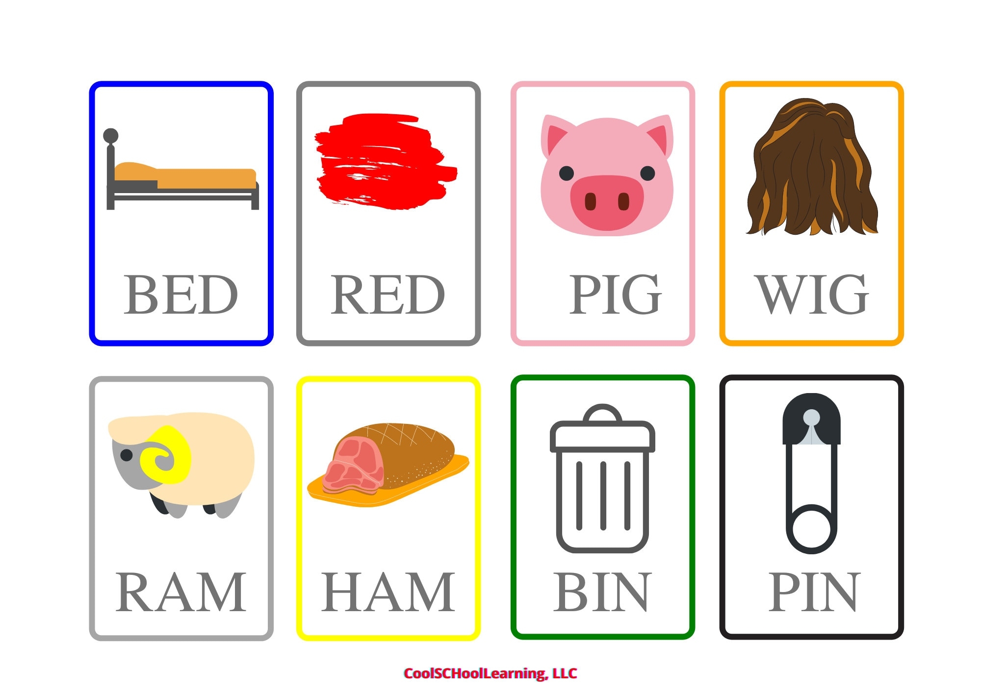 First Words Flash Cards For Toddlers Printable Rhyming Activity Kindergarten Readiness Learning Flashcards For Kids Preschool Activities Etsy