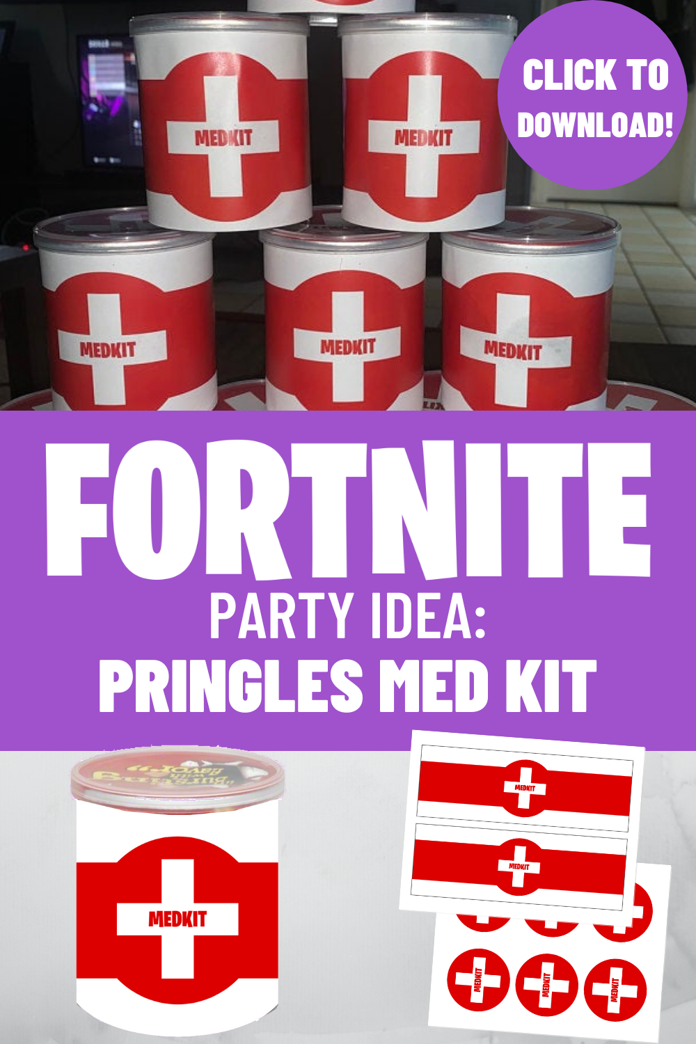 Fortnite Med Kit Party Supplies Labels For Pringles 1 3oz 