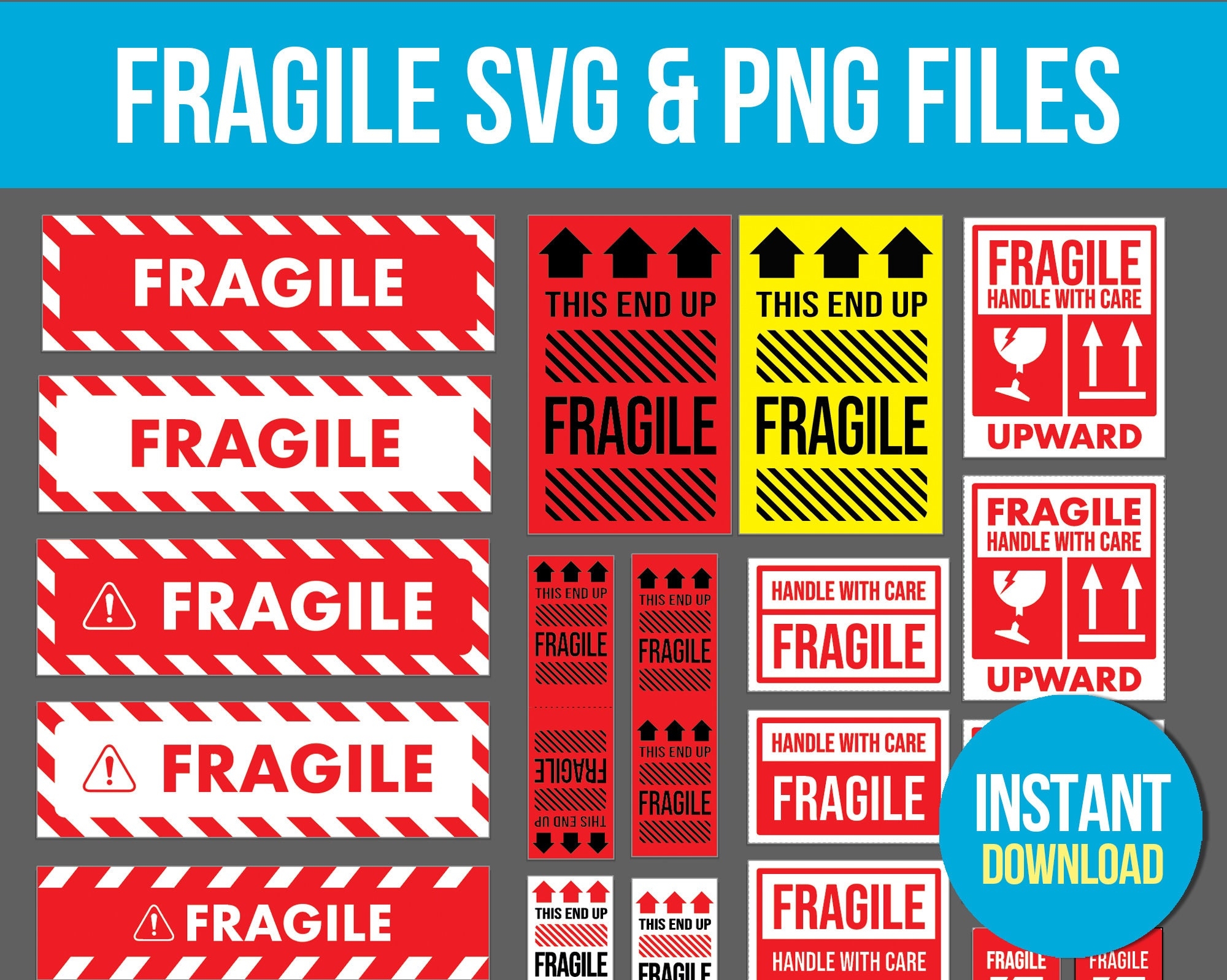 Fragile SVG Fragile Mail Packaging Stickers Fragile Sticker Fragile Printable Fragile Fragile Handle With Care Fragile Clipart Etsy